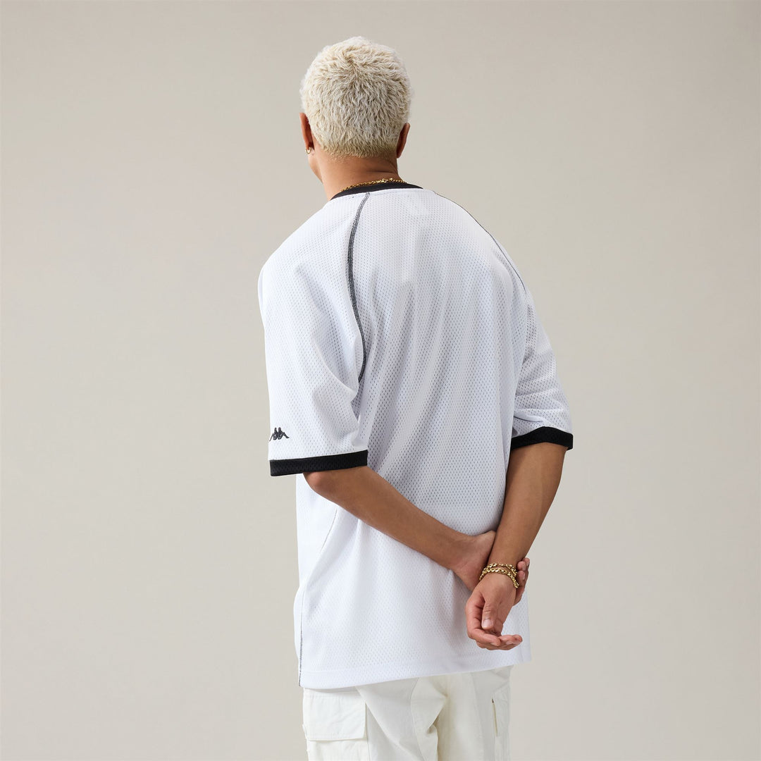 T-shirt de sport blanc pour homme, coupe confortable, en maille de polyester. main