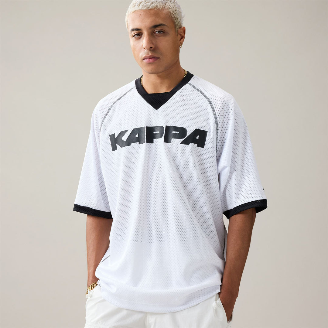 T-shirt de sport blanc pour homme, coupe confortable, en maille de polyester. main