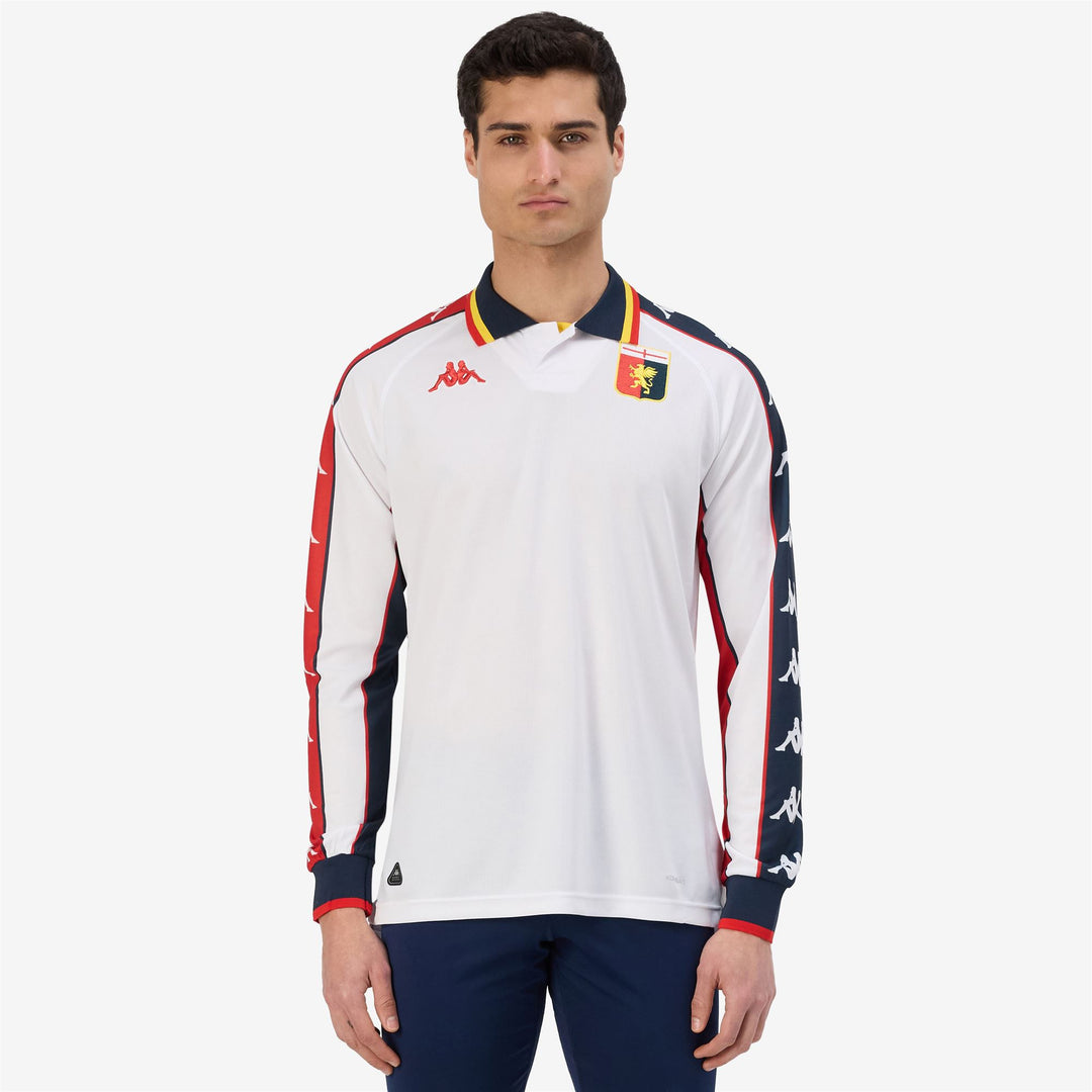 Maillot deportivo de manga larga reciclado para hombre, blanco y rojo main