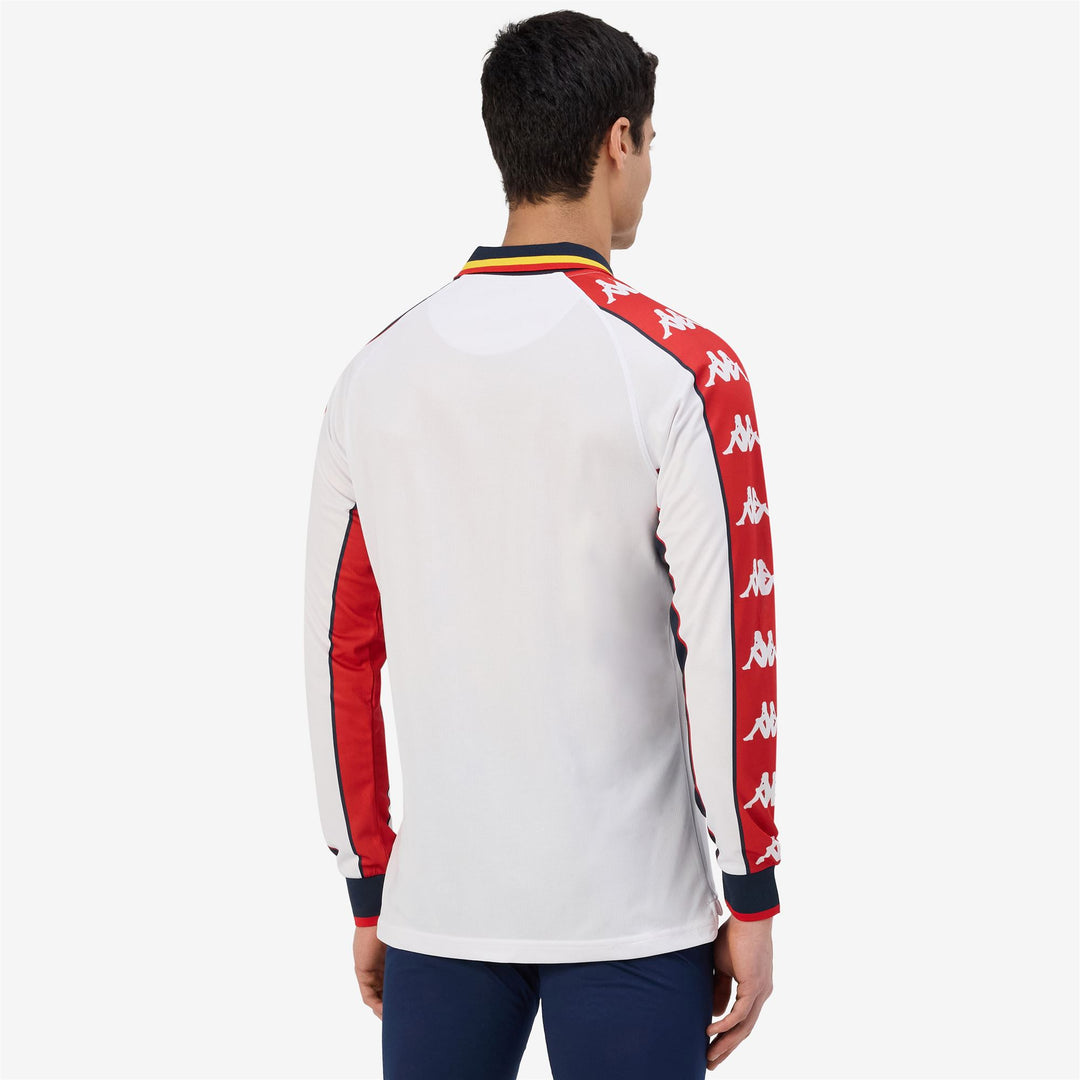 Maillot deportivo de manga larga reciclado para hombre, blanco y rojo main
