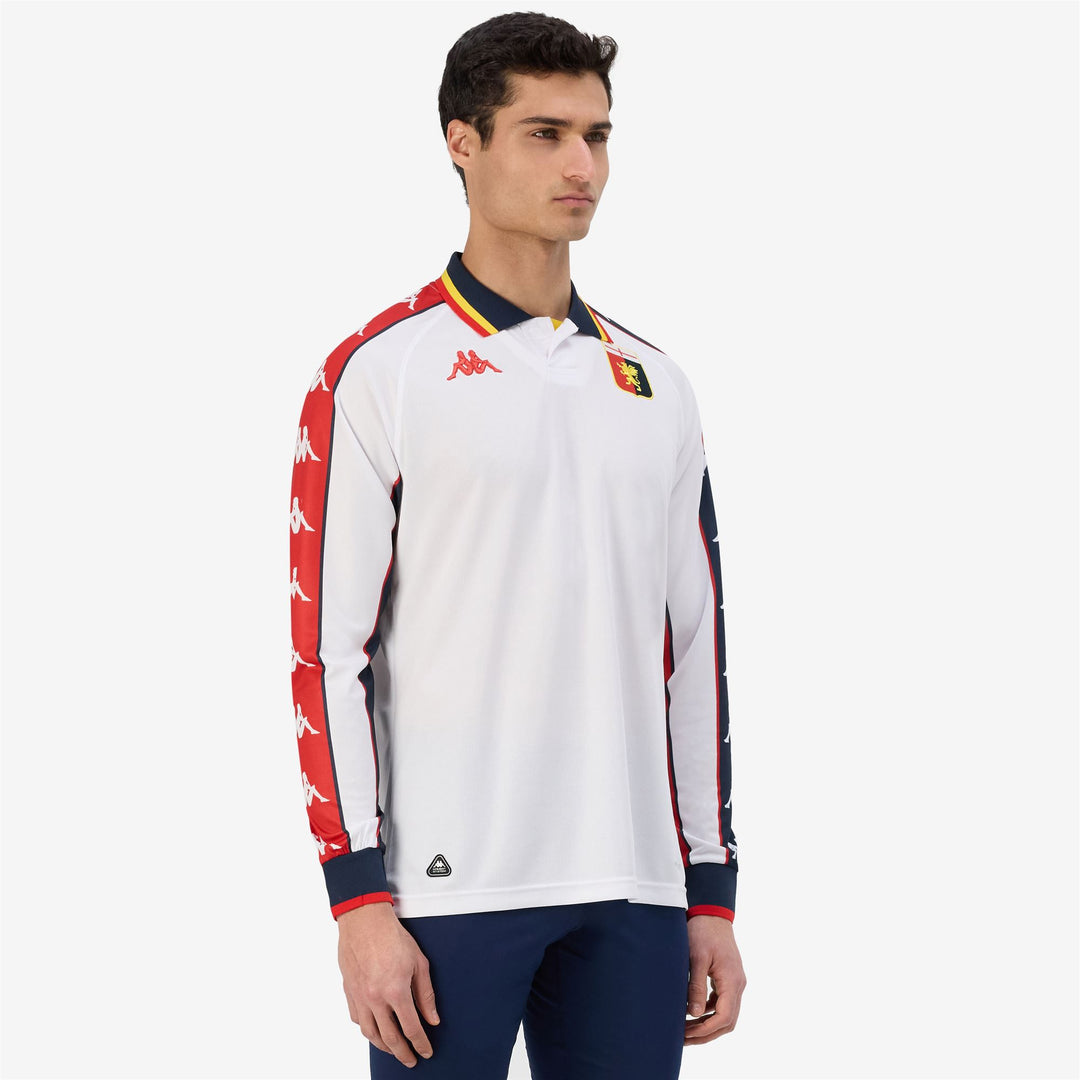 Maglia sportiva a maniche lunghe riciclata da uomo, bianca e rossa main