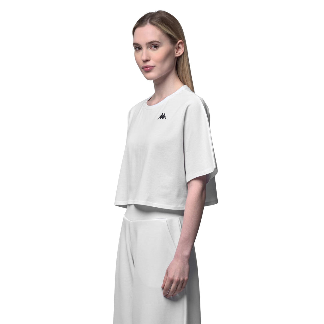 White Women's Oversized Crop Top Training T-Shirt in Cotton main