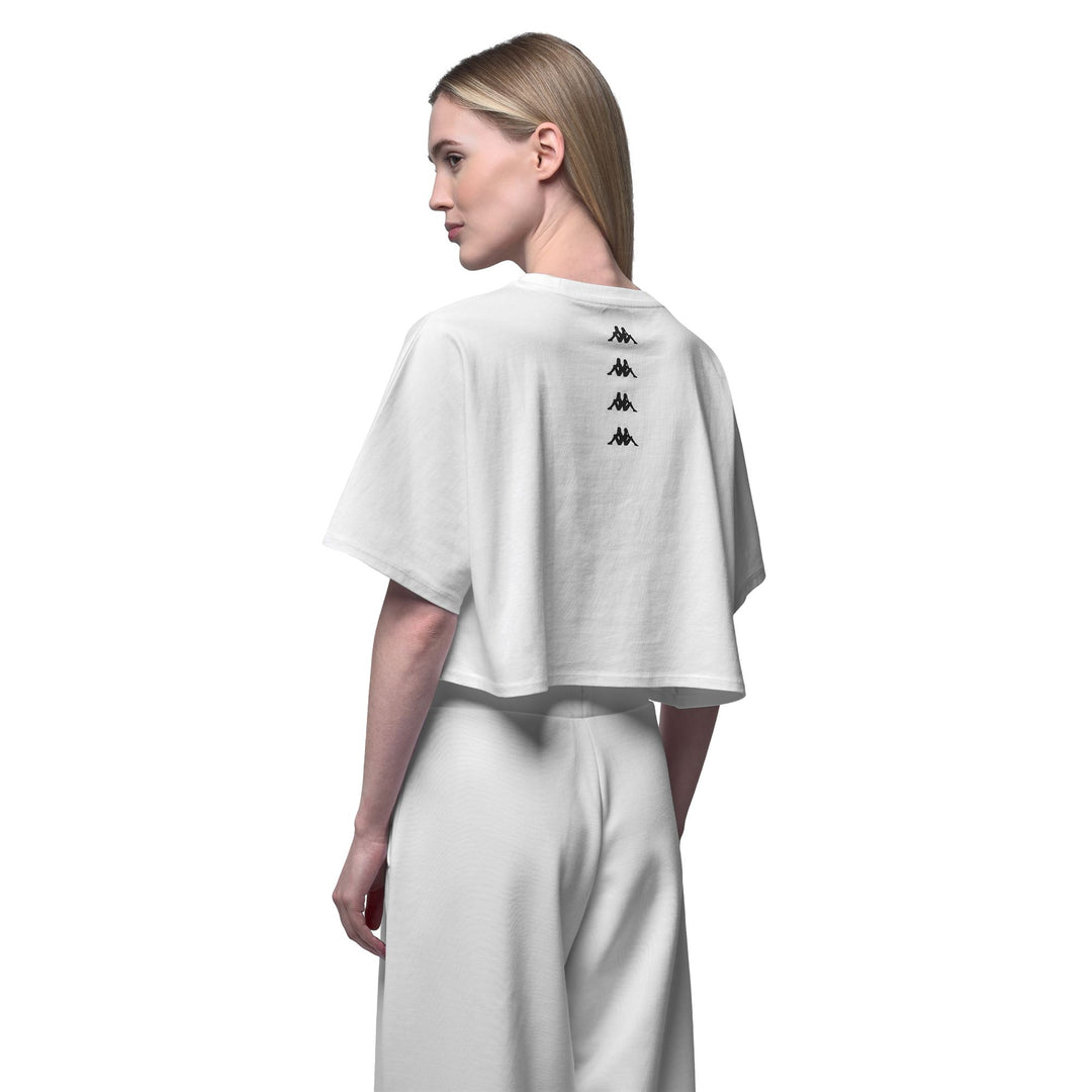 White Women's Oversized Crop Top Training T-Shirt in Cotton main