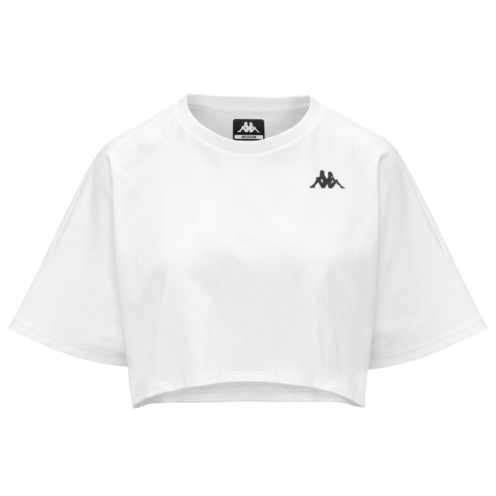 White Women's Oversized Crop Top Training T-Shirt in Cotton 02