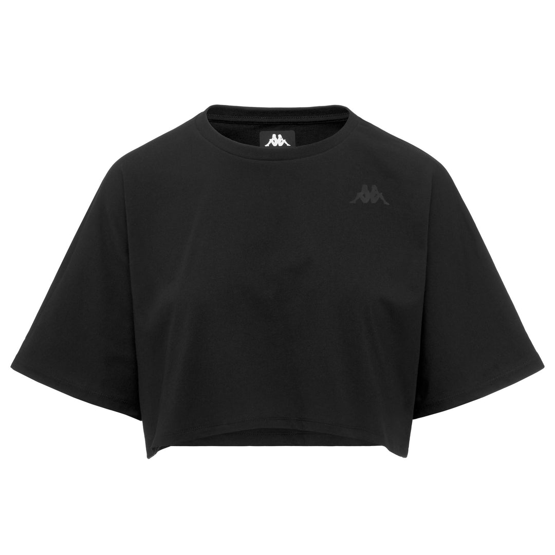 Black Women's Oversized Crop Top Cotton T-Shirt for Training 01