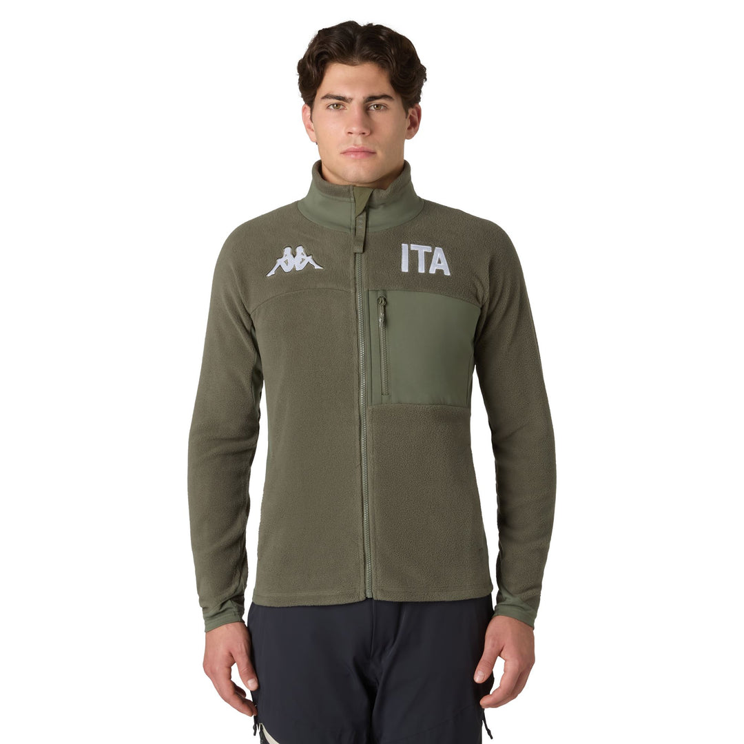 Green Men's Slim Fit Functional Fleece Mid-Layer Jacket 01