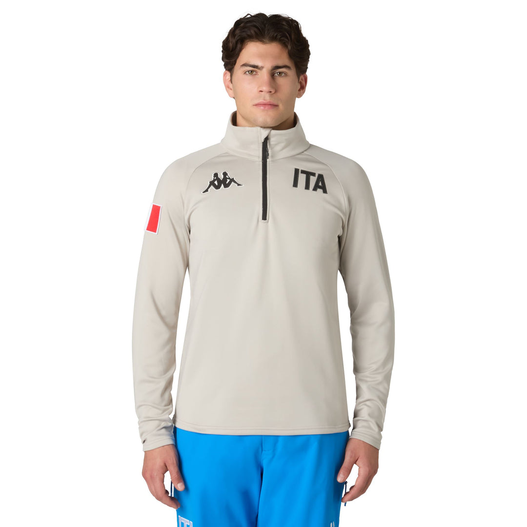 Beige Unisex Fleece Jacket with Stretch Inserts 01