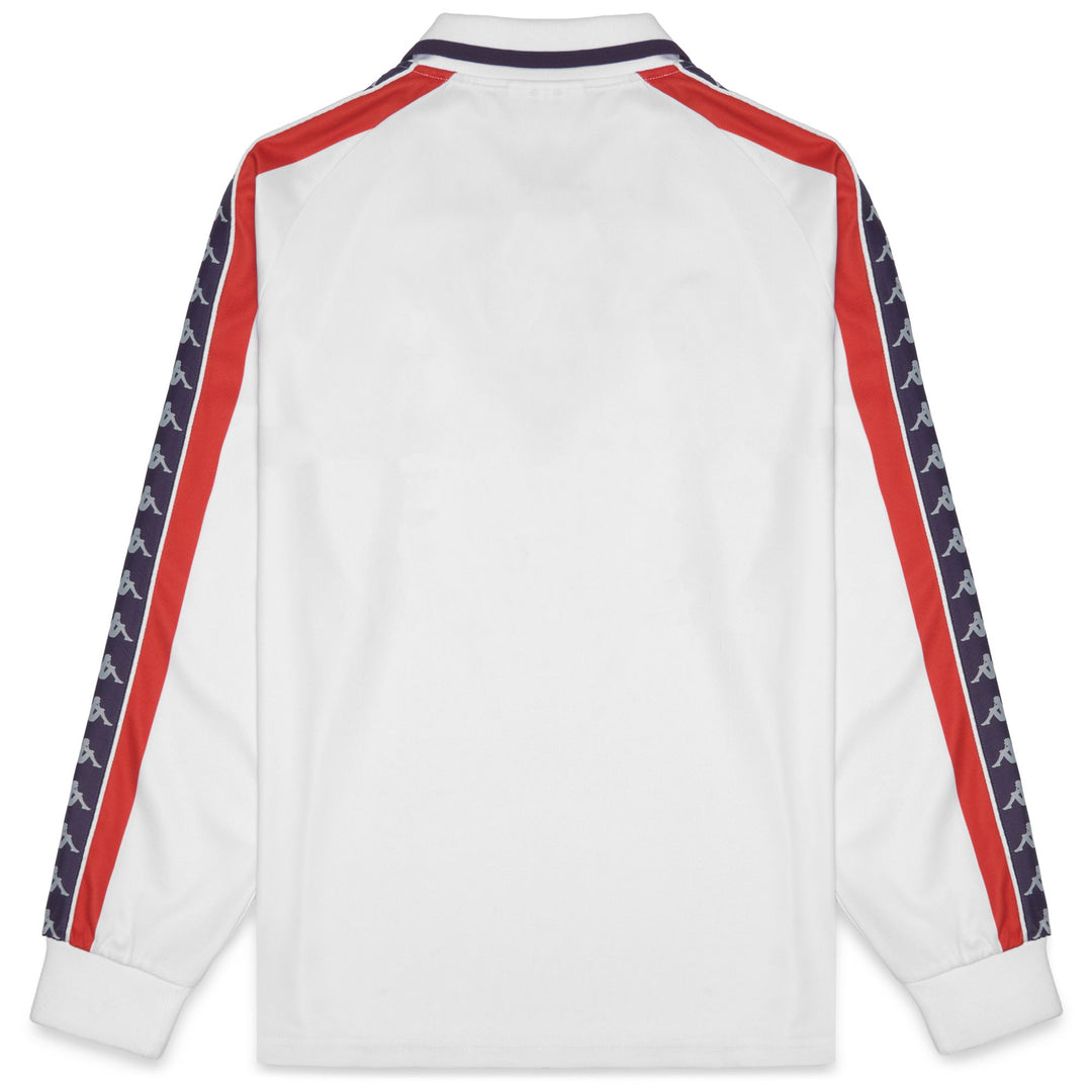 Polo de sport confort blanc et violet pour homme main