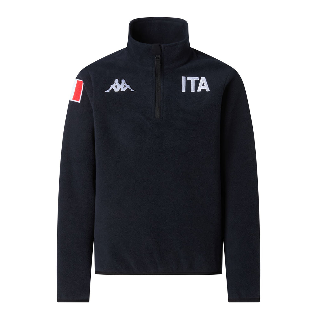Blue Kid's Unisex Regular Fit Fleece Half Zip Jacket 01