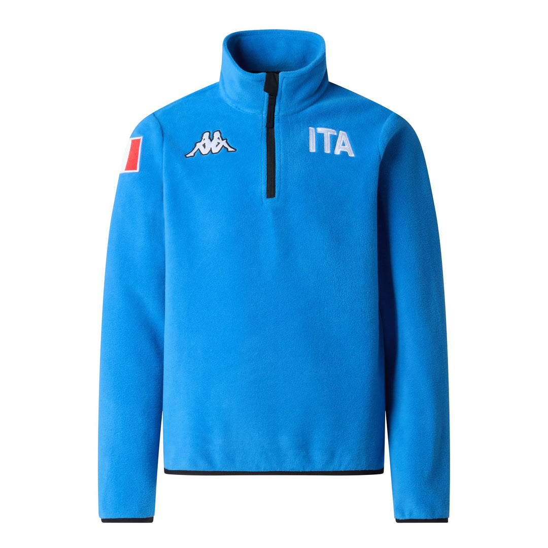 Blue Unisex Regular Fit Children's Fleece Half-Zip Jacket 01