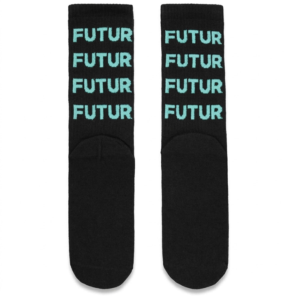 Black and Turquoise Unisex Sportswear Crew Socks 02