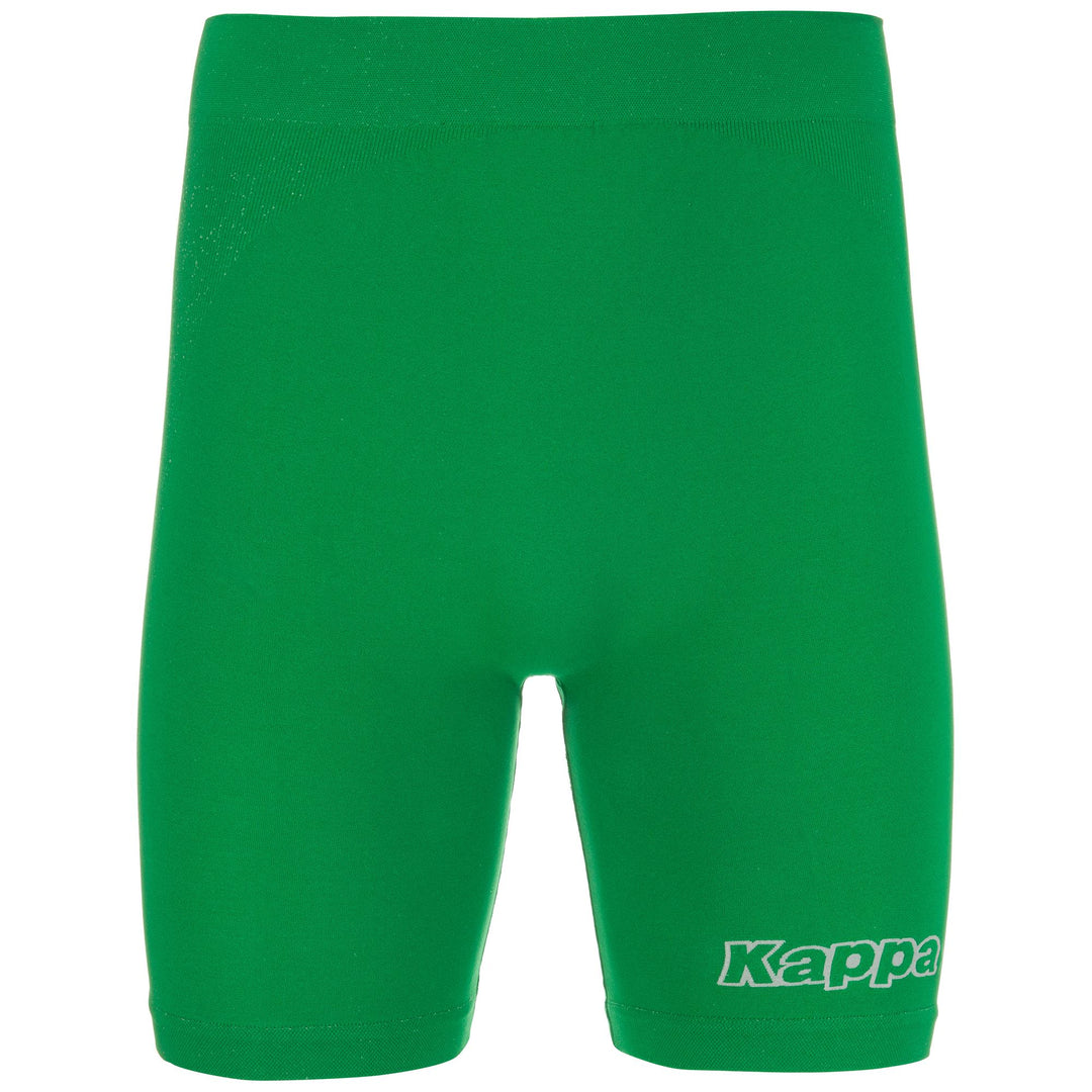Culotte mi-longue unisexe verte, coupe seconde peau, sans coutures. 01