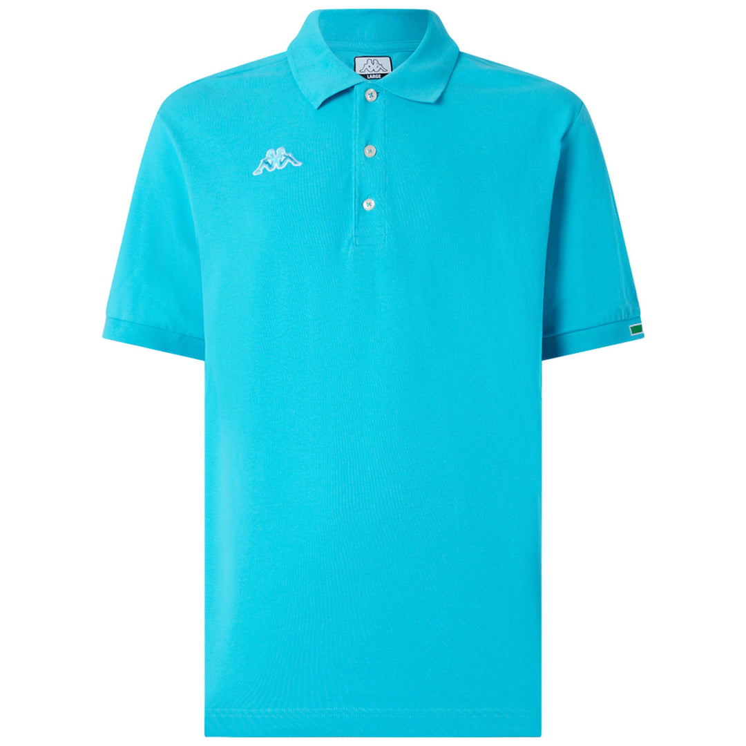 Polo in Cotone Blu Turchese con Logo Uomo 01
