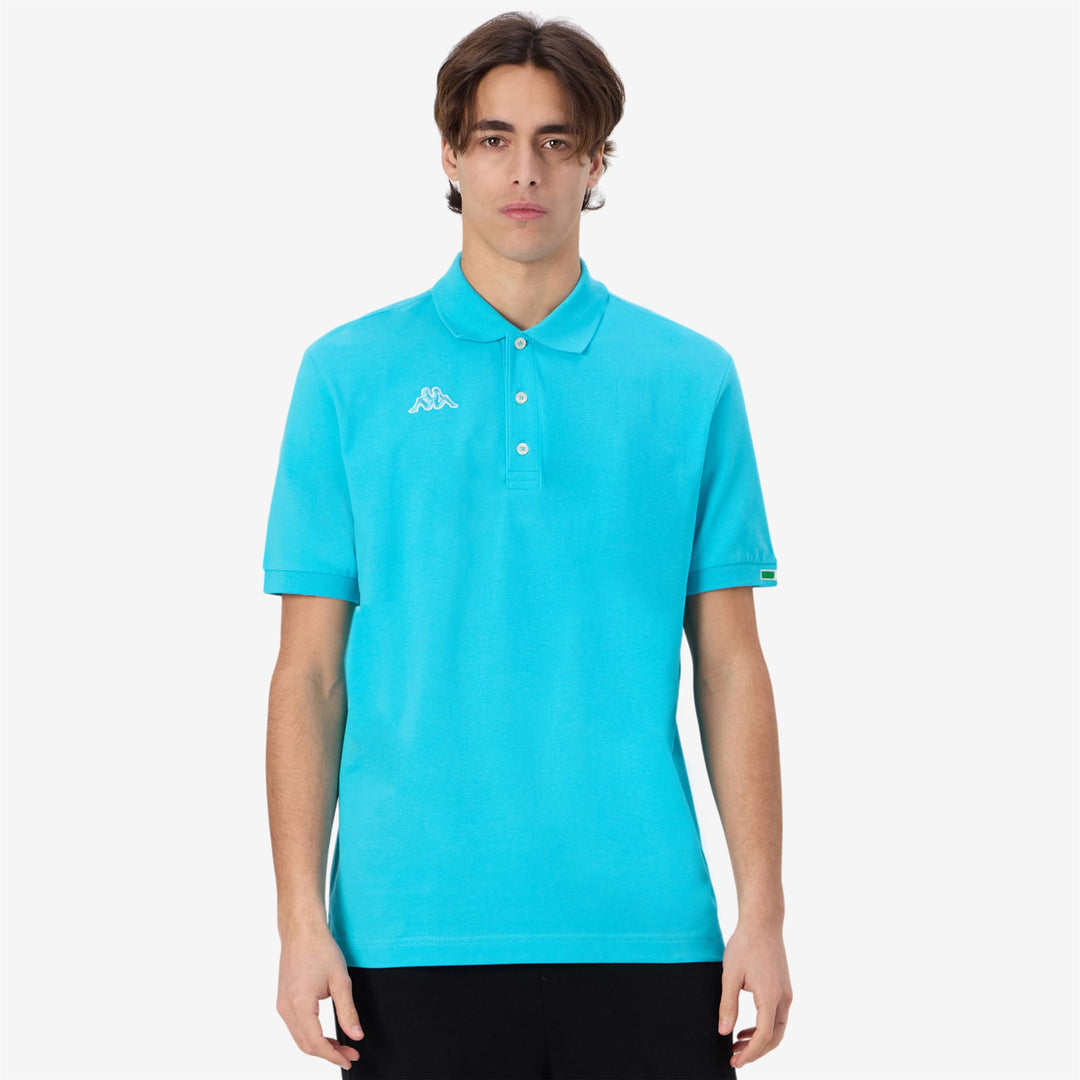 Turquoise Blue Men's Cotton Polo Shirt with Logo main