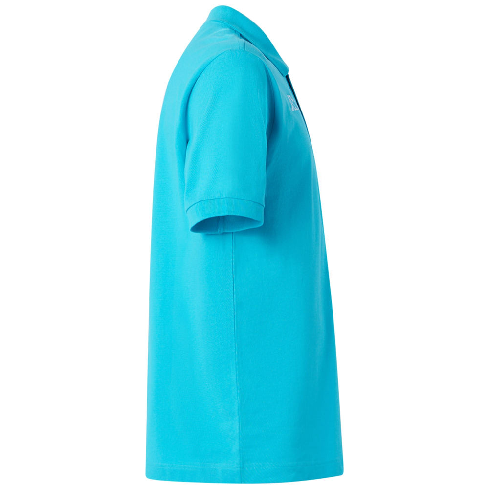 Polo in Cotone Blu Turchese con Logo Uomo 02