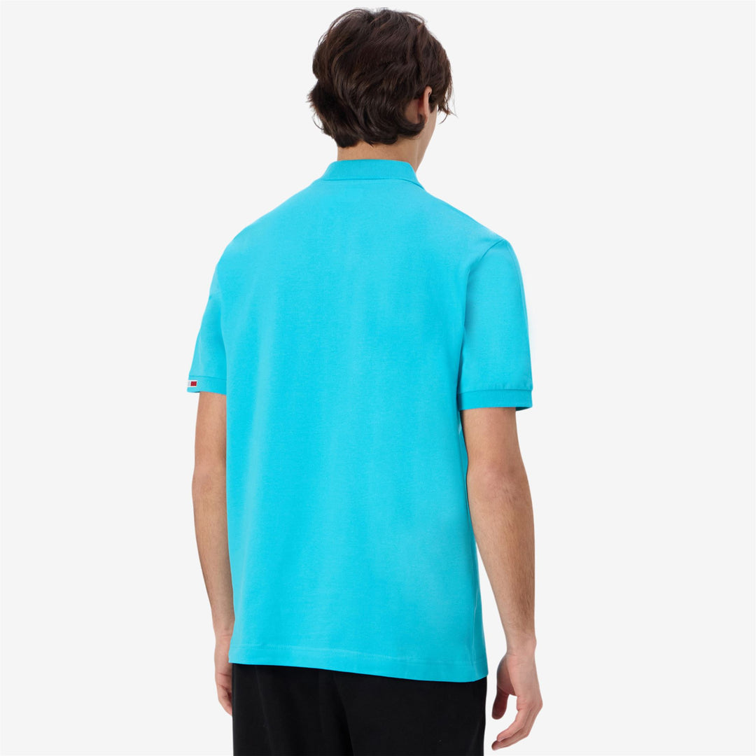 Turquoise Blue Men's Cotton Polo Shirt with Logo main