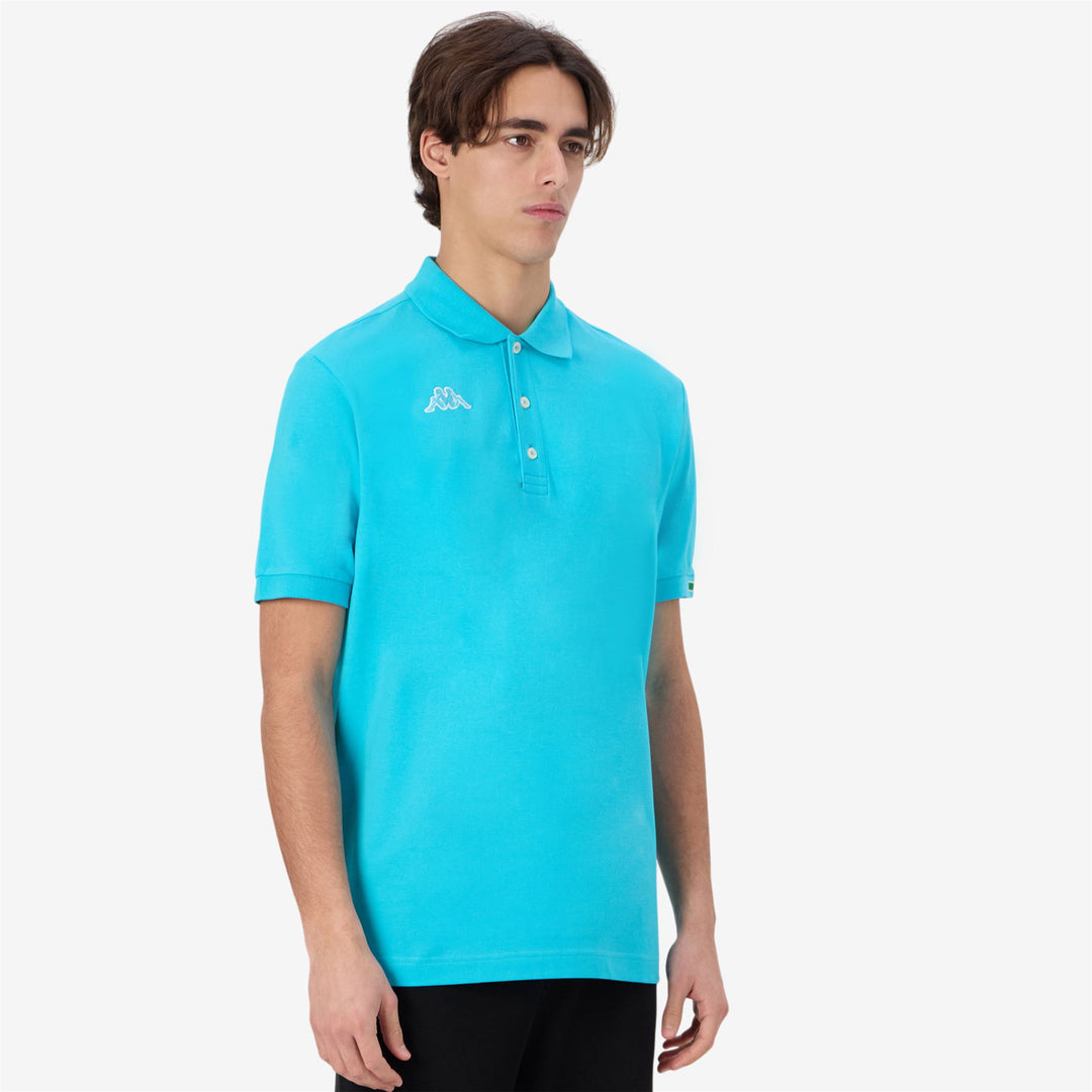 Turquoise Blue Men's Cotton Polo Shirt with Logo main