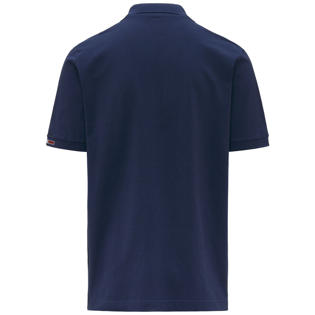 Polo de piqué de algodón azul para hombre con bordado main