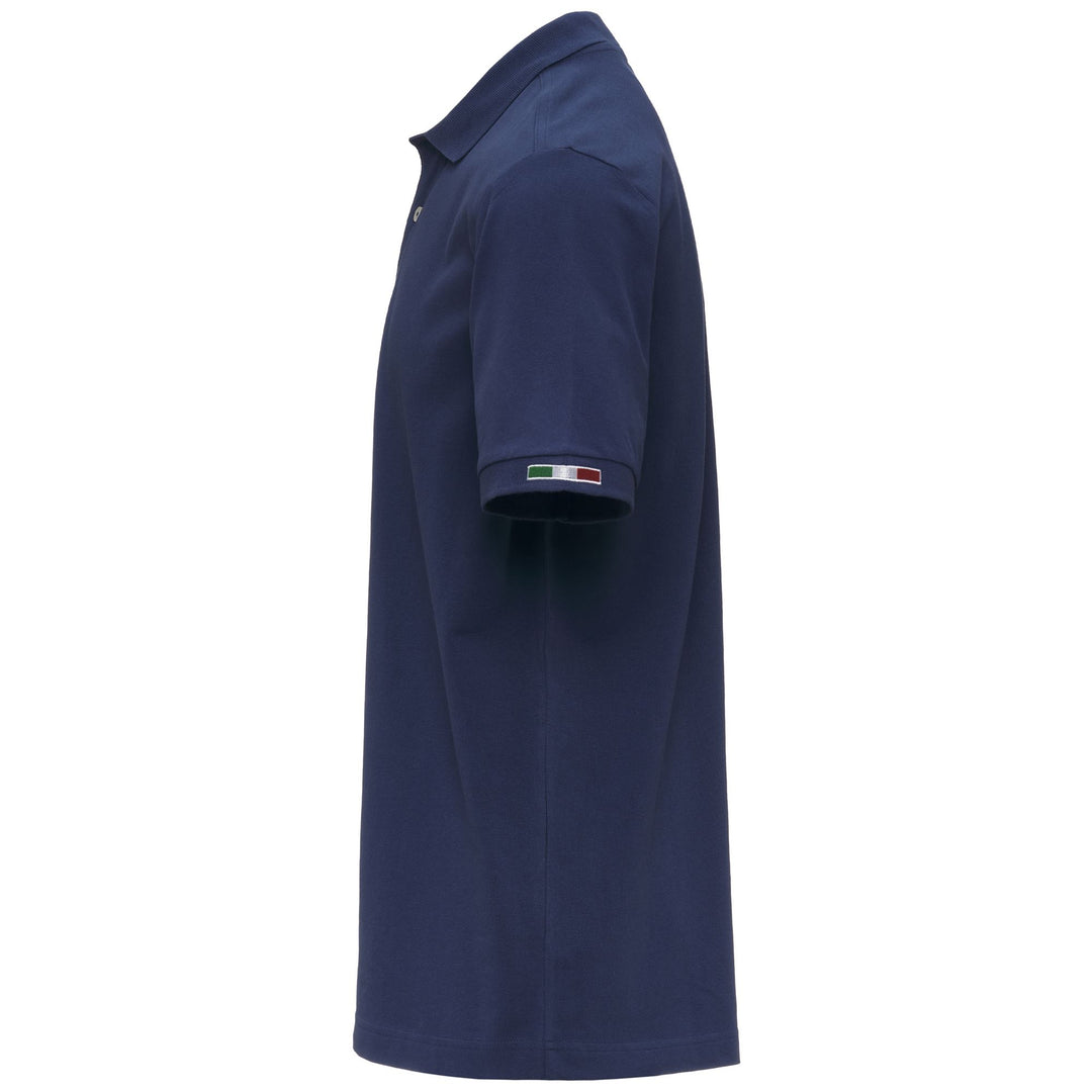 Polo de piqué de algodón azul para hombre con bordado main