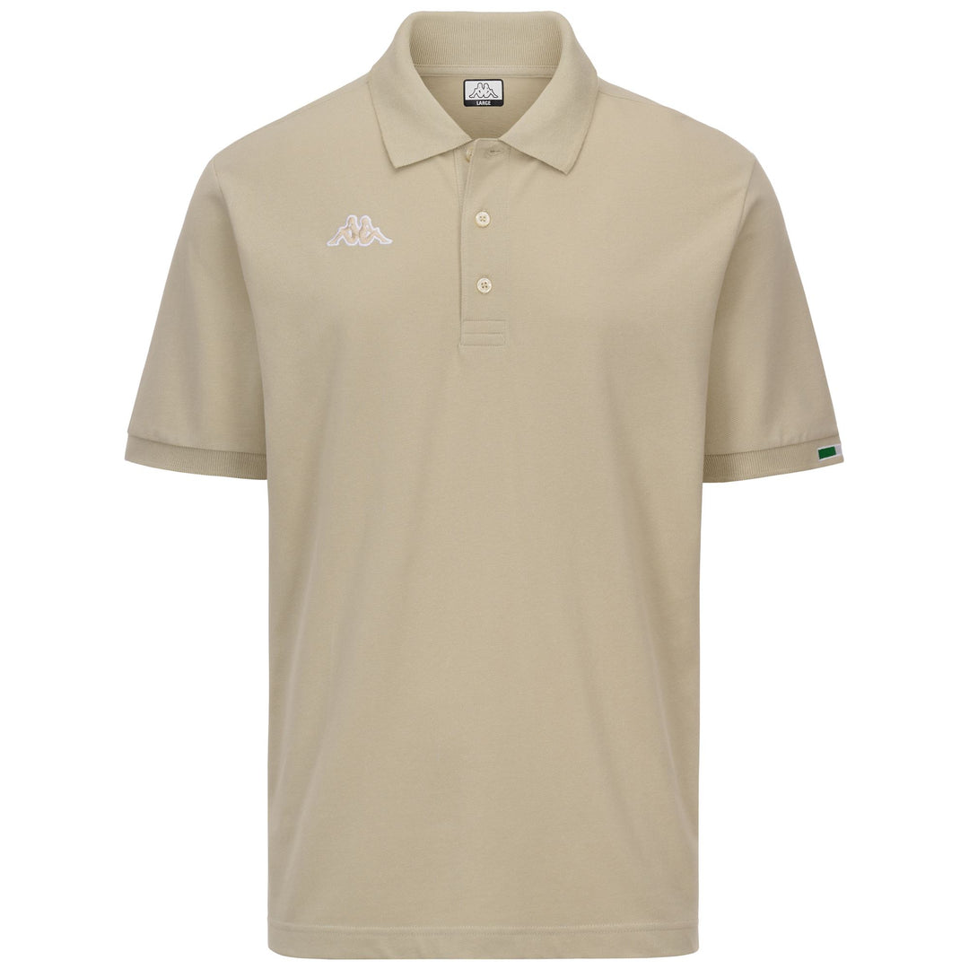 Beige Men's Regular Fit Cotton Polo Shirt with Logo 01