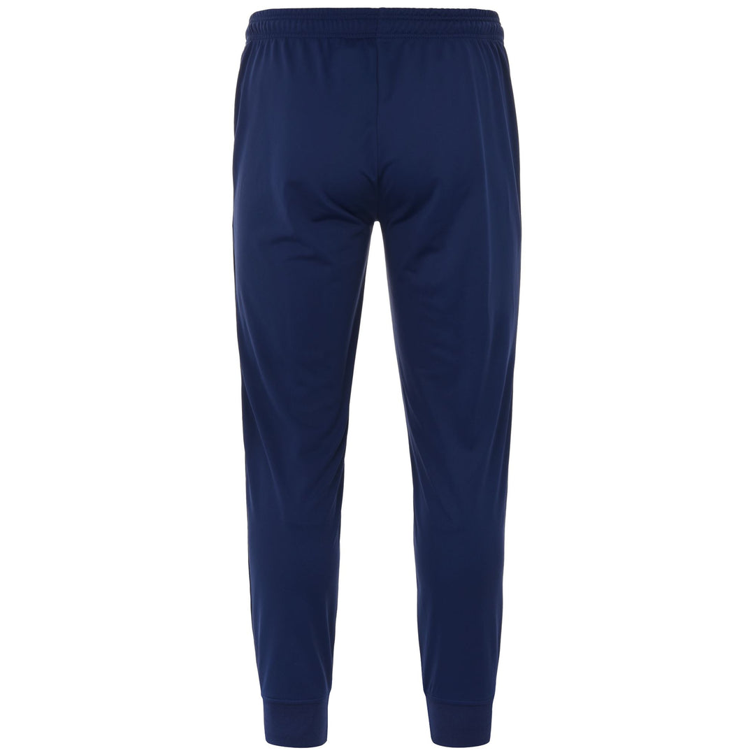 Pantaloni da calcio da uomo blu, vestibilità slim, in tessuto tricot. main