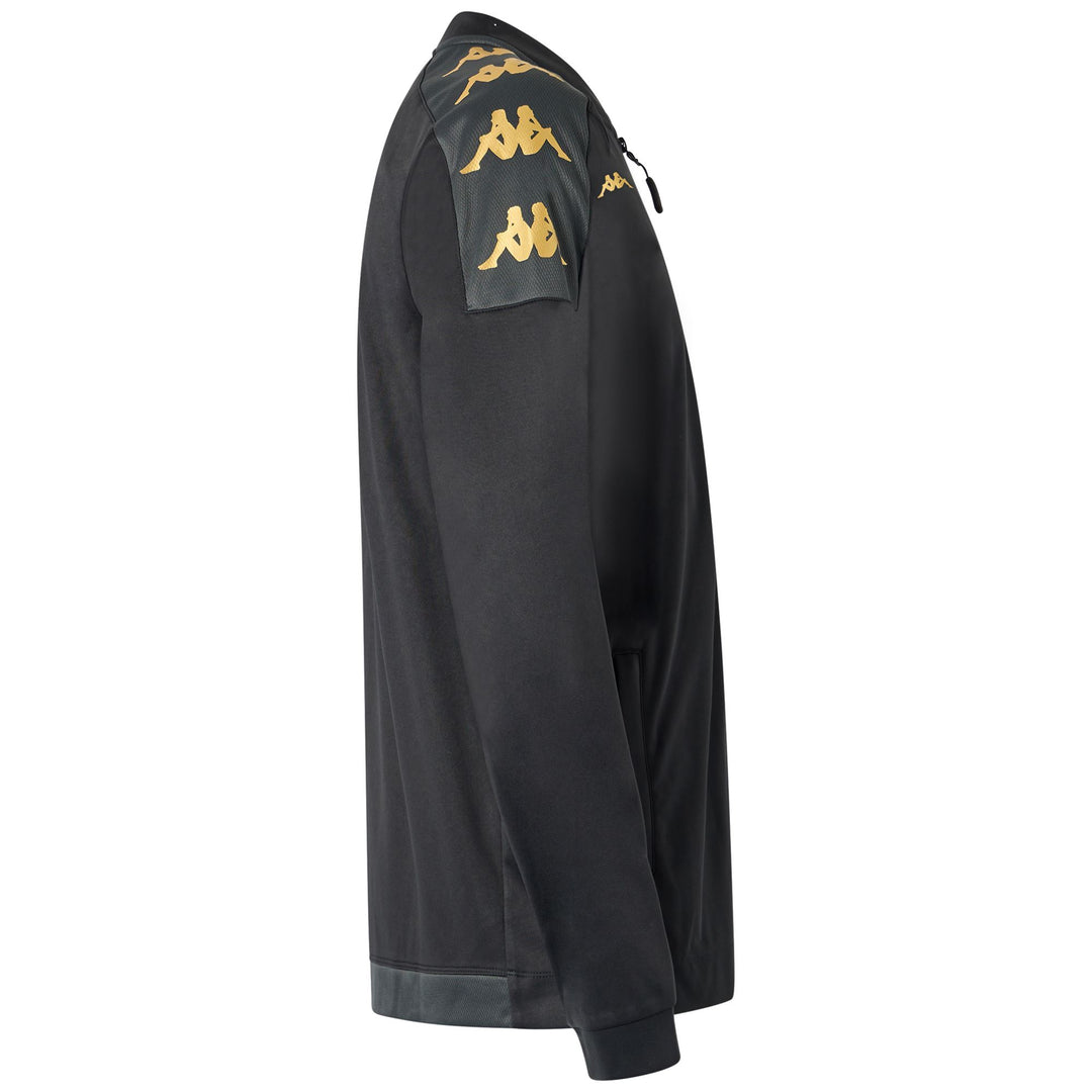 Black Grey Men's Football Training Fleece Jacket with Zip Pockets main