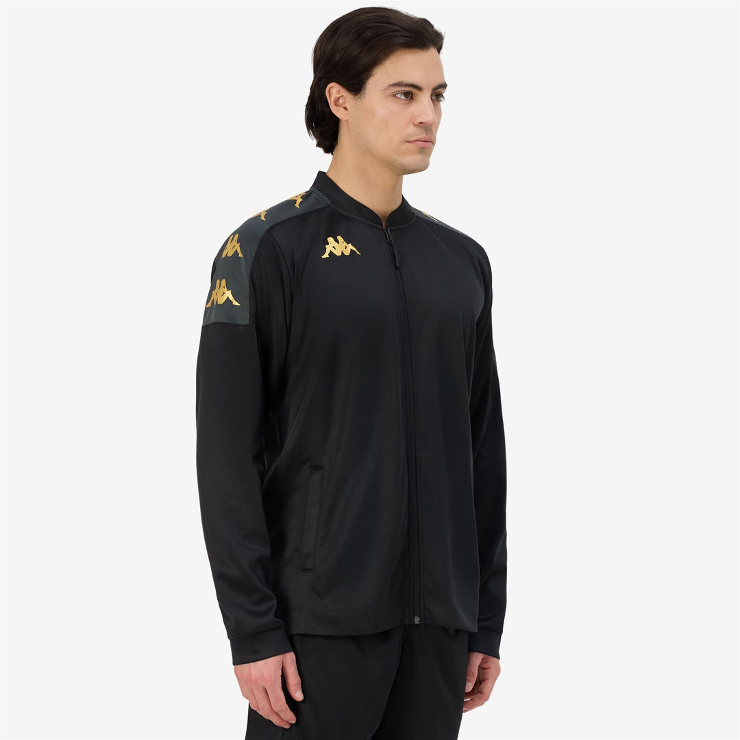 Black Grey Men's Football Training Fleece Jacket with Zip Pockets main