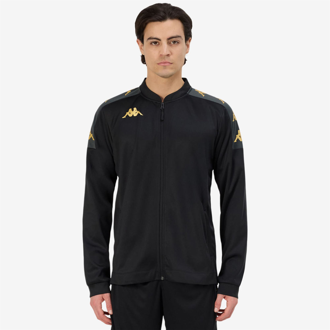 Black Grey Men's Football Training Fleece Jacket with Zip Pockets main