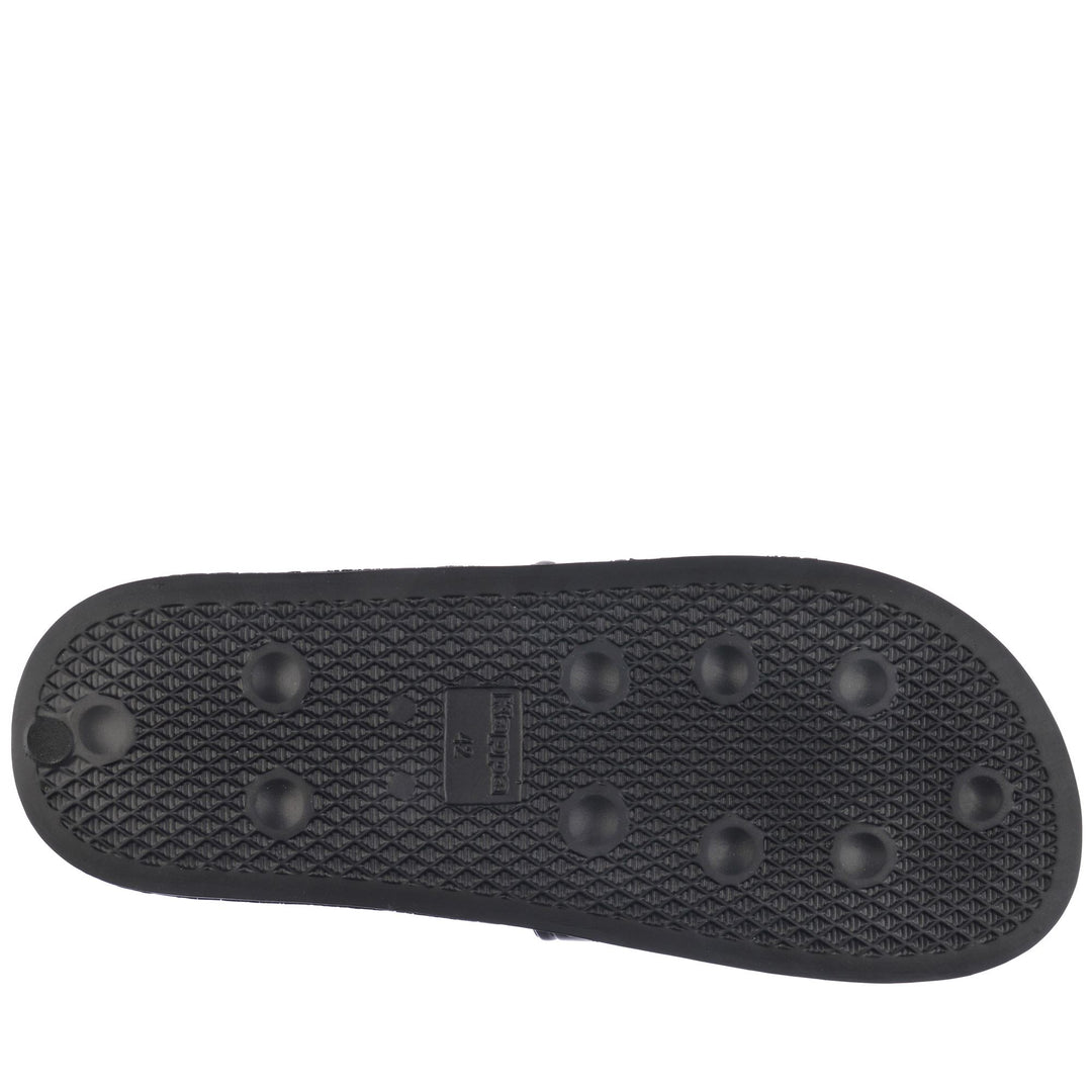 Flip-Flops Unisex LOGO NOLES Stripe BLACK-WHITE Dressed Front (jpg Rgb)	