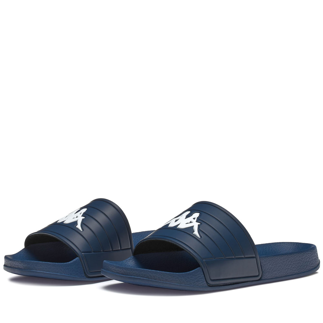 Blue and White Unisex Synthetic Flip-Flops for Swimming 01