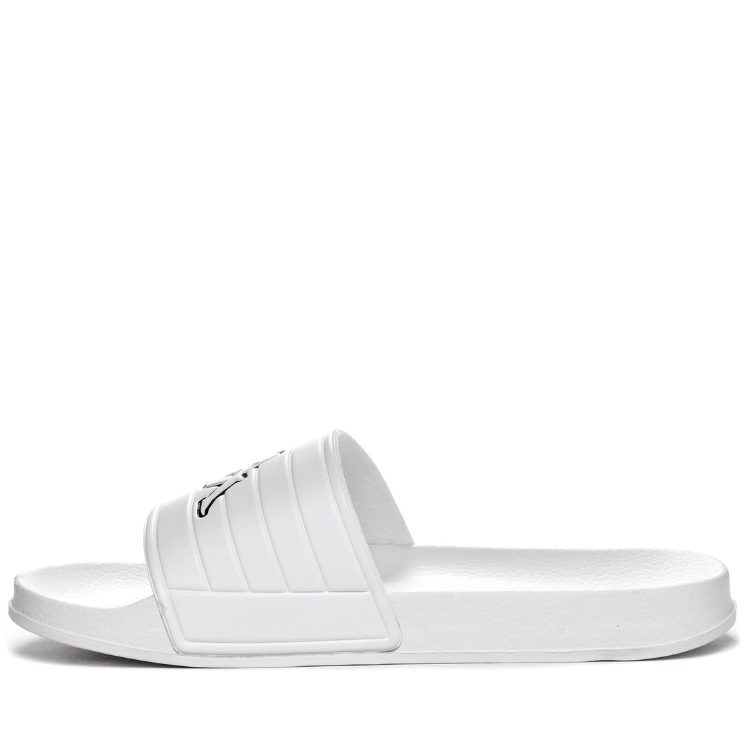 Flip-Flops Unisex LOGO NOLES Stripe WHITE-BLACK Dressed Side (jpg Rgb)		