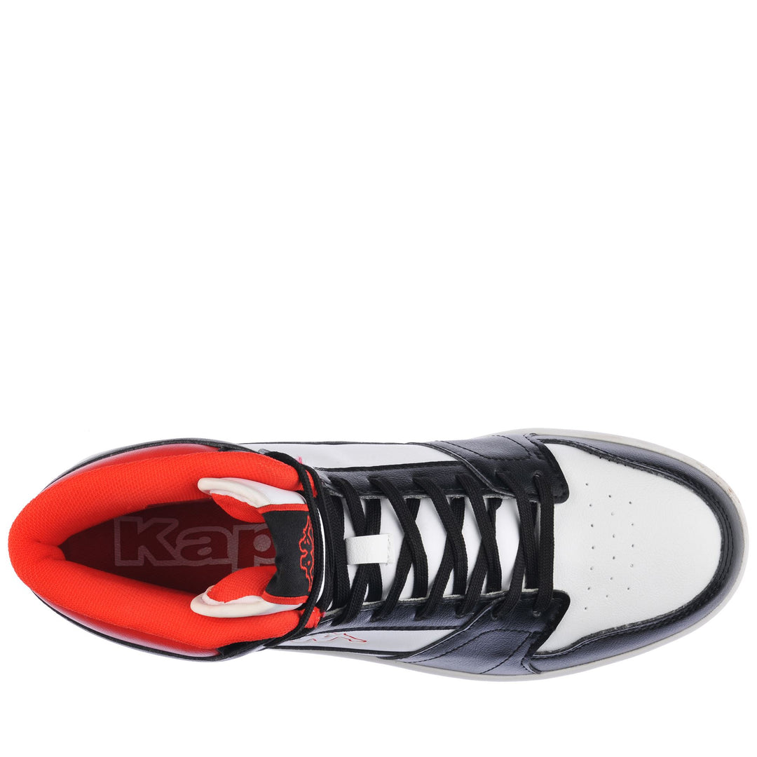 Sneakers Unisex LOGO BASIL MD Mid Cut WHITE-BLACK-RED Dressed Back (jpg Rgb)		