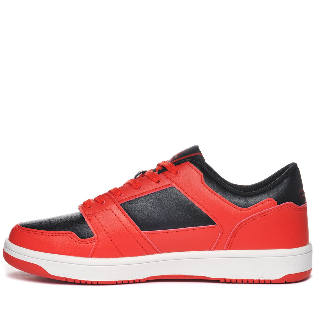Sneakers Unisex LOGO BERNAL Low Cut BLACK-RED Dressed Side (jpg Rgb)		