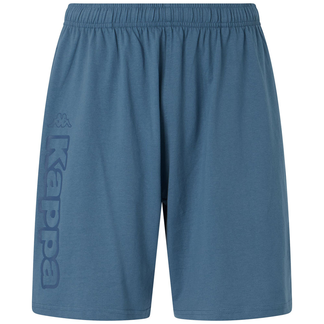 Shorts deportivos de mezclilla azul para hombre con cintura elástica 01