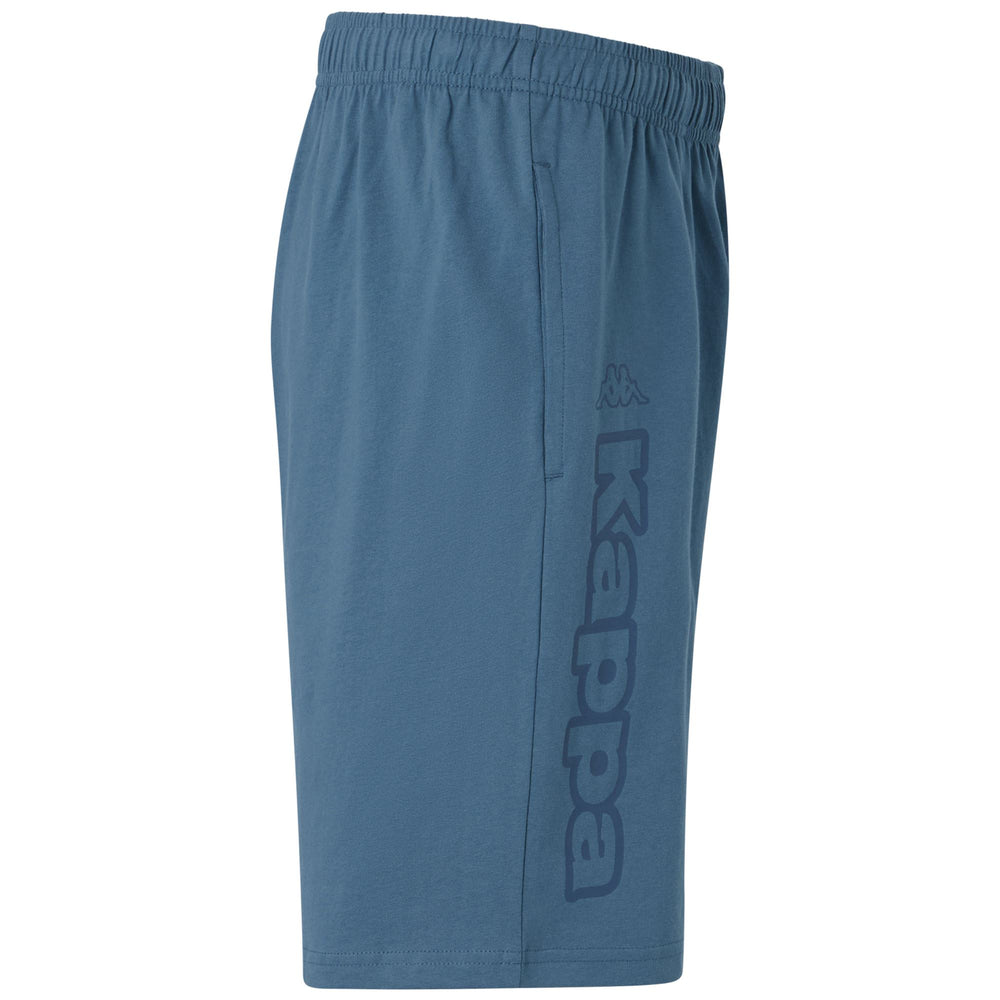 Shorts deportivos de mezclilla azul para hombre con cintura elástica 02