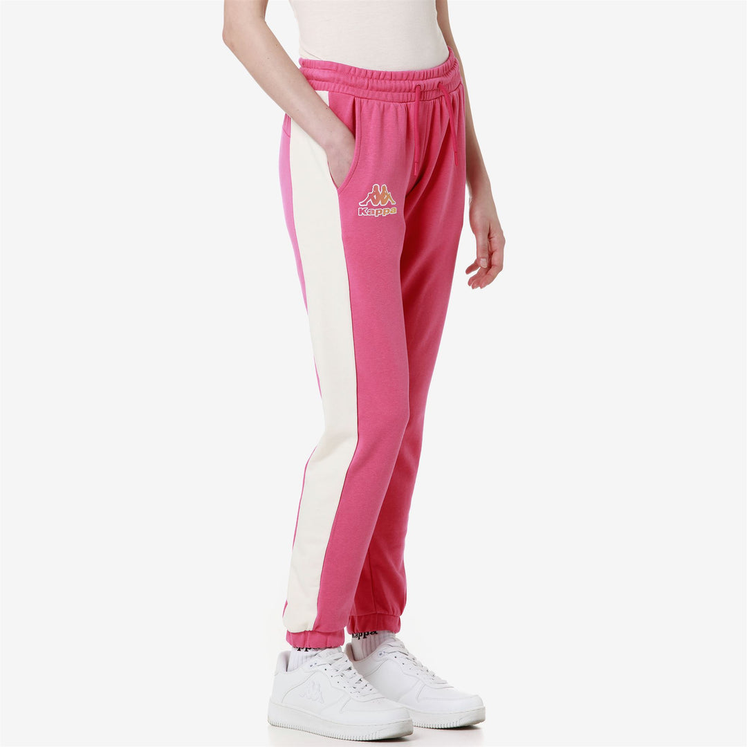 Pants Woman LOGO FESIA Sport Trousers PINK FANDANGO - WHITE WHISPER Dressed Front Double		