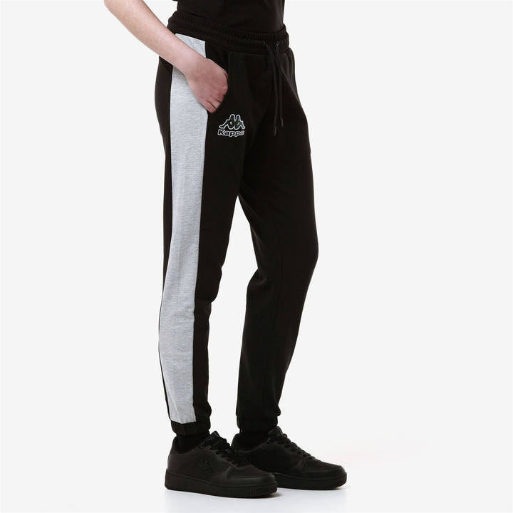 Pants Woman LOGO FESIA Sport Trousers BLACK - GREY MD MEL Dressed Front Double		