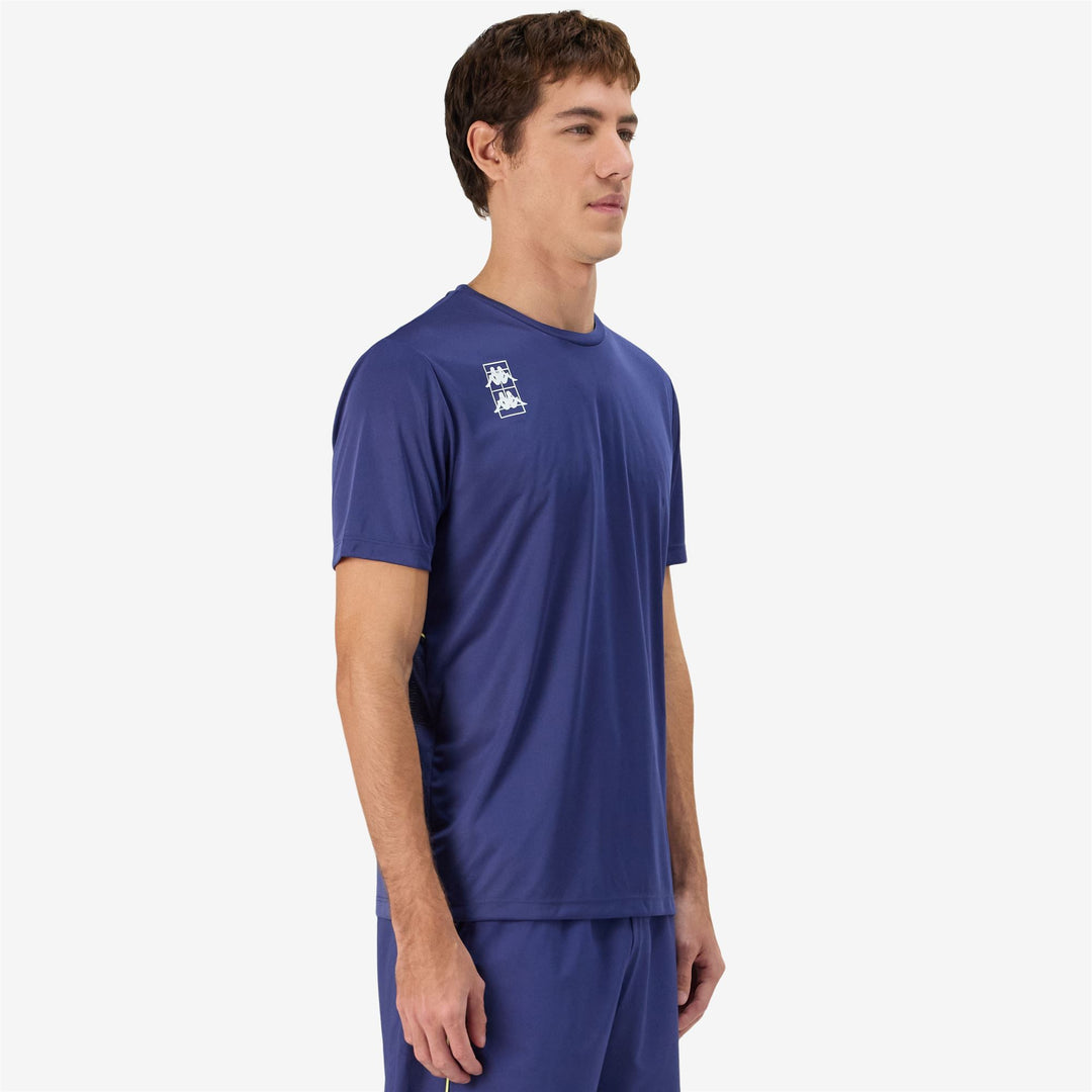 Blue Yellow Men's Padel Active Jersey Shirt with Mesh Inserts main