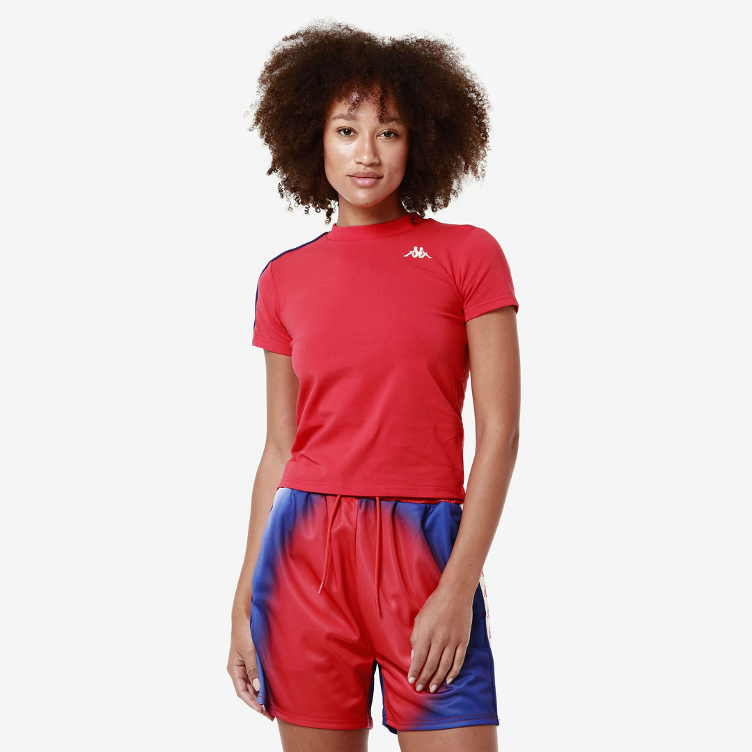 T-ShirtsTop Woman 222 BANDA LUISE T-Shirt RED-WHITE ANTIQUE-BLUE ROYAL Detail (jpg Rgb)			