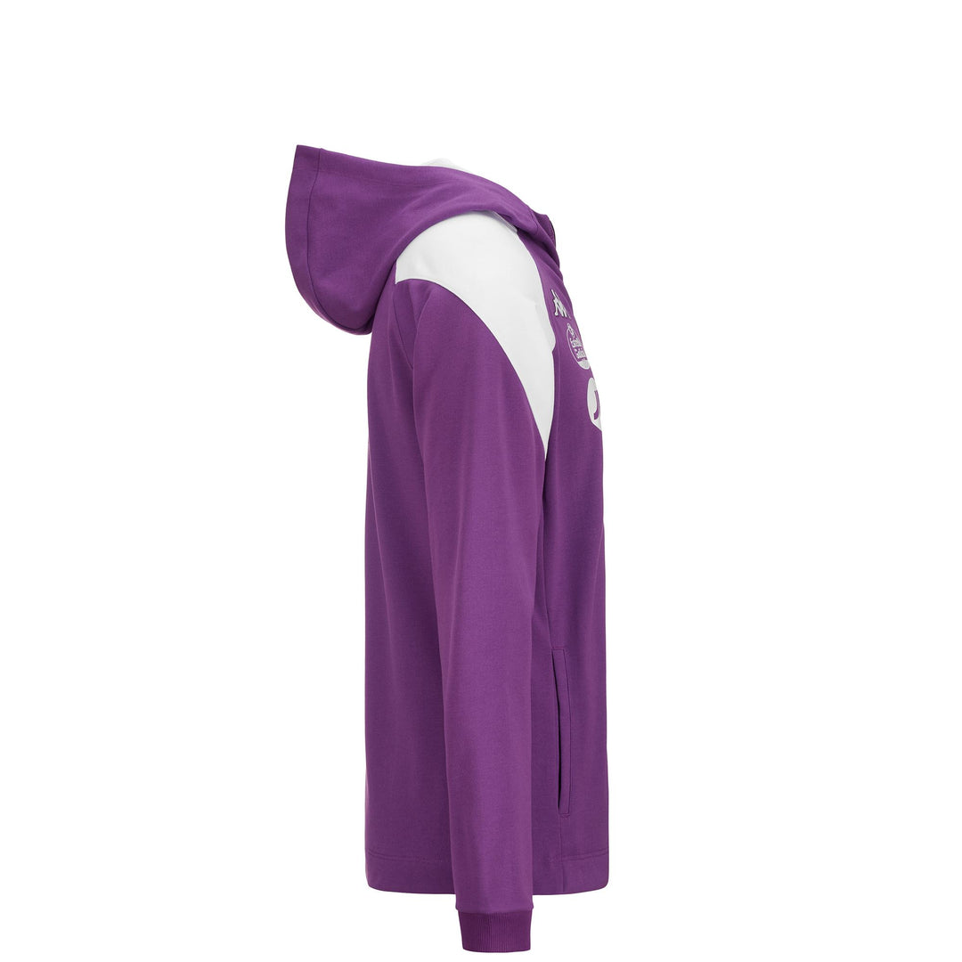 Chaqueta polar de fútbol violeta para hombre con corte ajustado y capucha main