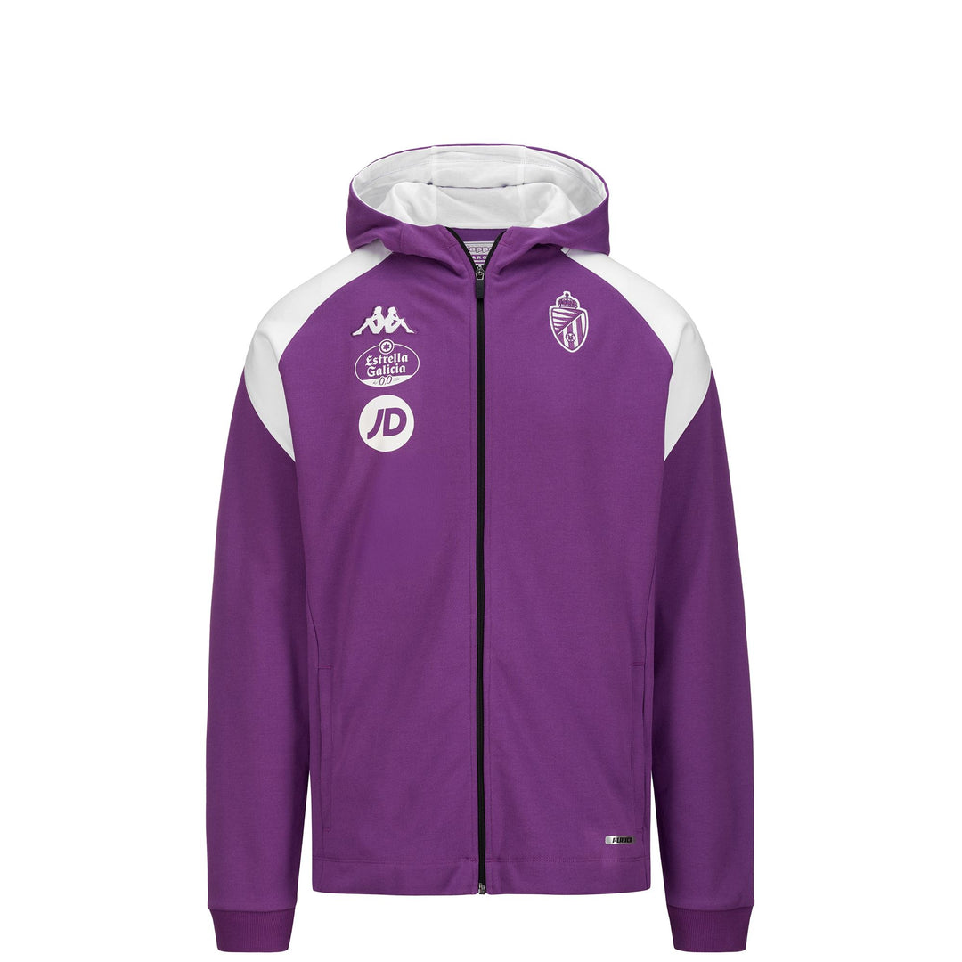 Chaqueta polar de fútbol violeta para hombre con corte ajustado y capucha 01