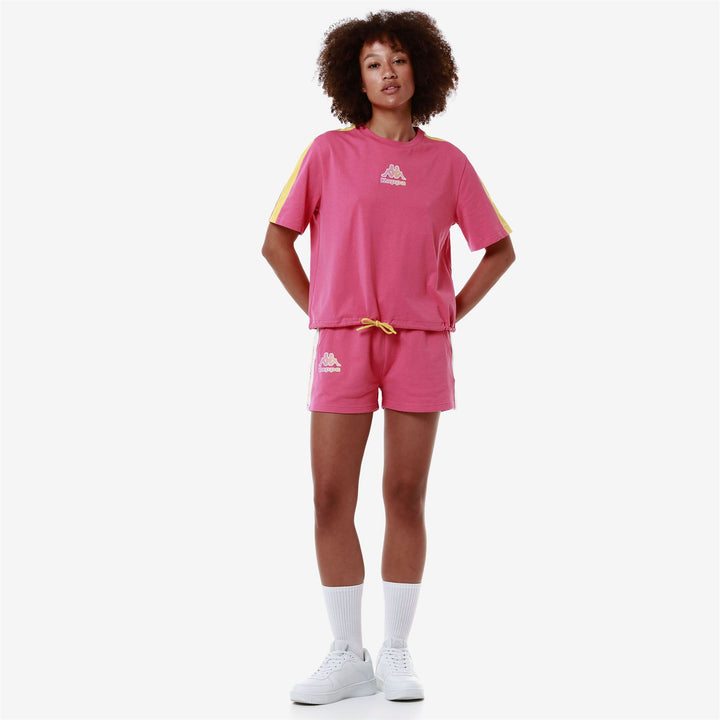 Shorts Woman LOGO FALTRA Sport  Shorts PINK FANDANGO Dressed Back (jpg Rgb)		