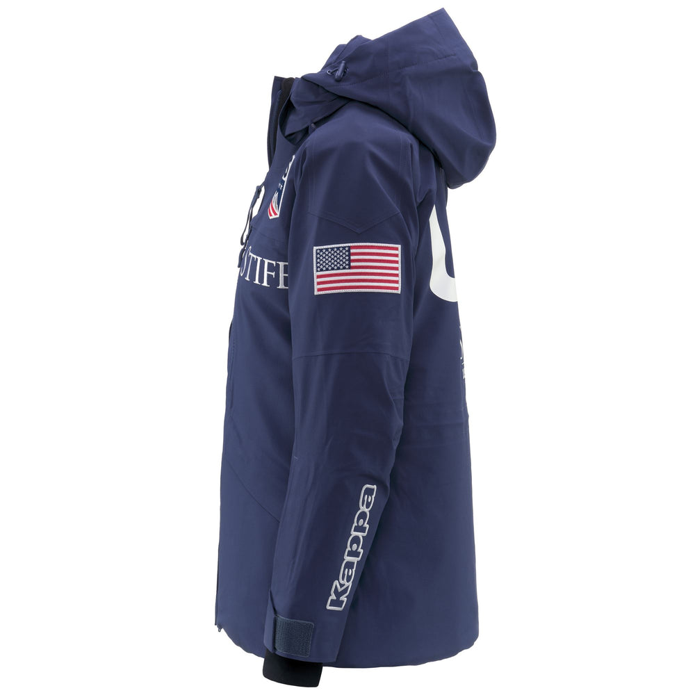 Veste de ski matelassée bleue pour femme, coupe ajustée, avec capuche amovible 02
