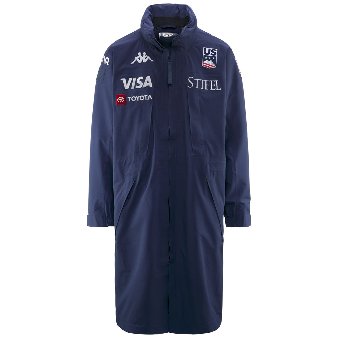 Veste de ski longue unisexe bleue en tissu imperméable main