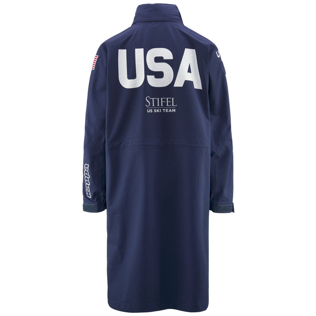 Veste de ski longue unisexe bleue en tissu imperméable main