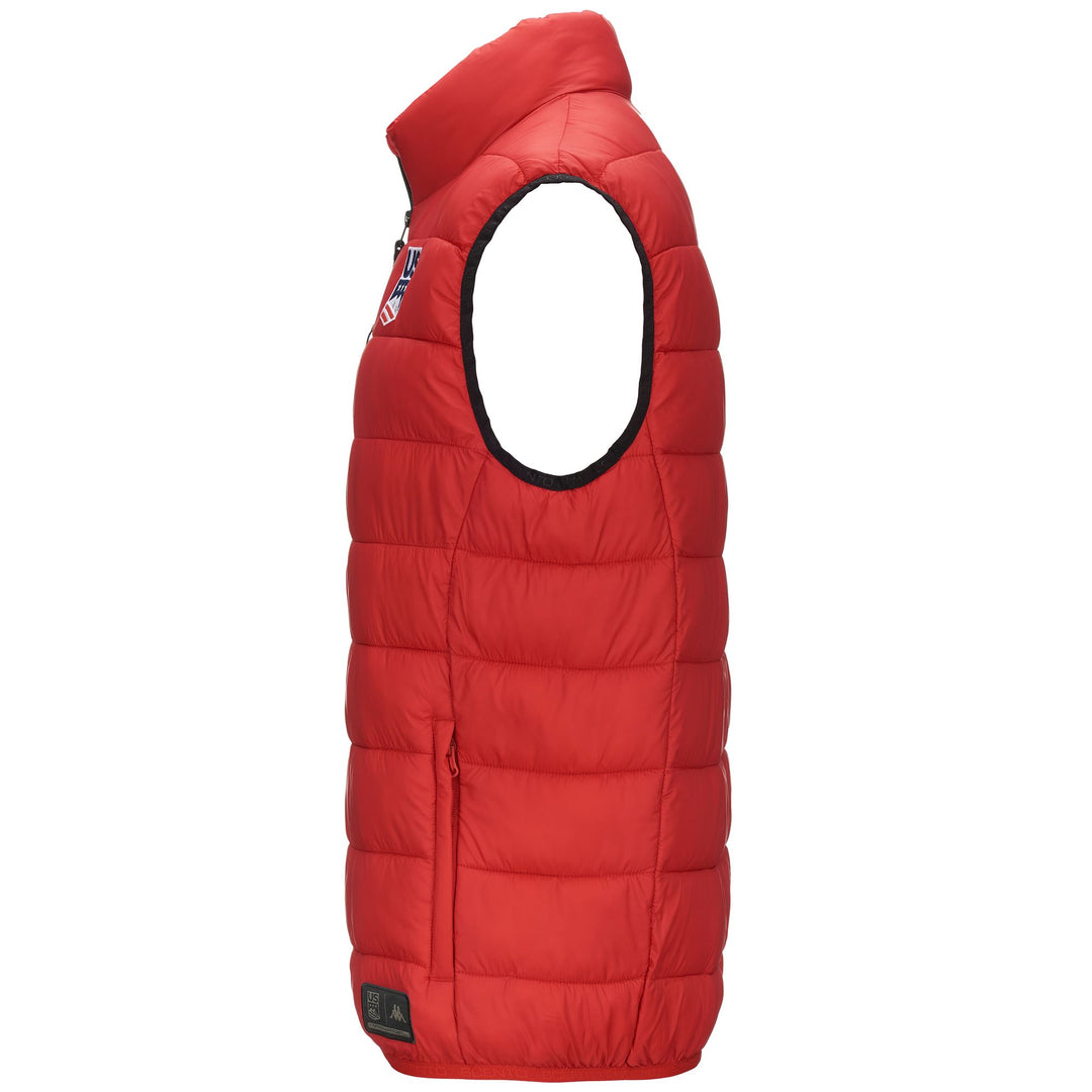 Gilet de ski rouge unisexe coupe ajustée avec poches latérales zippées main
