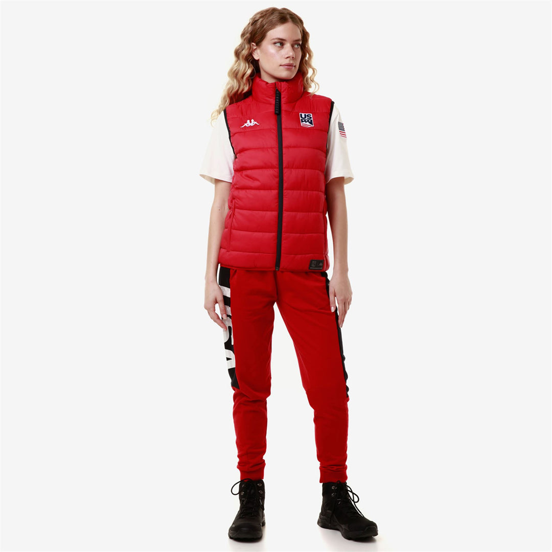 Chaleco de esquí unisex rojo de corte ajustado y bolsillos 01