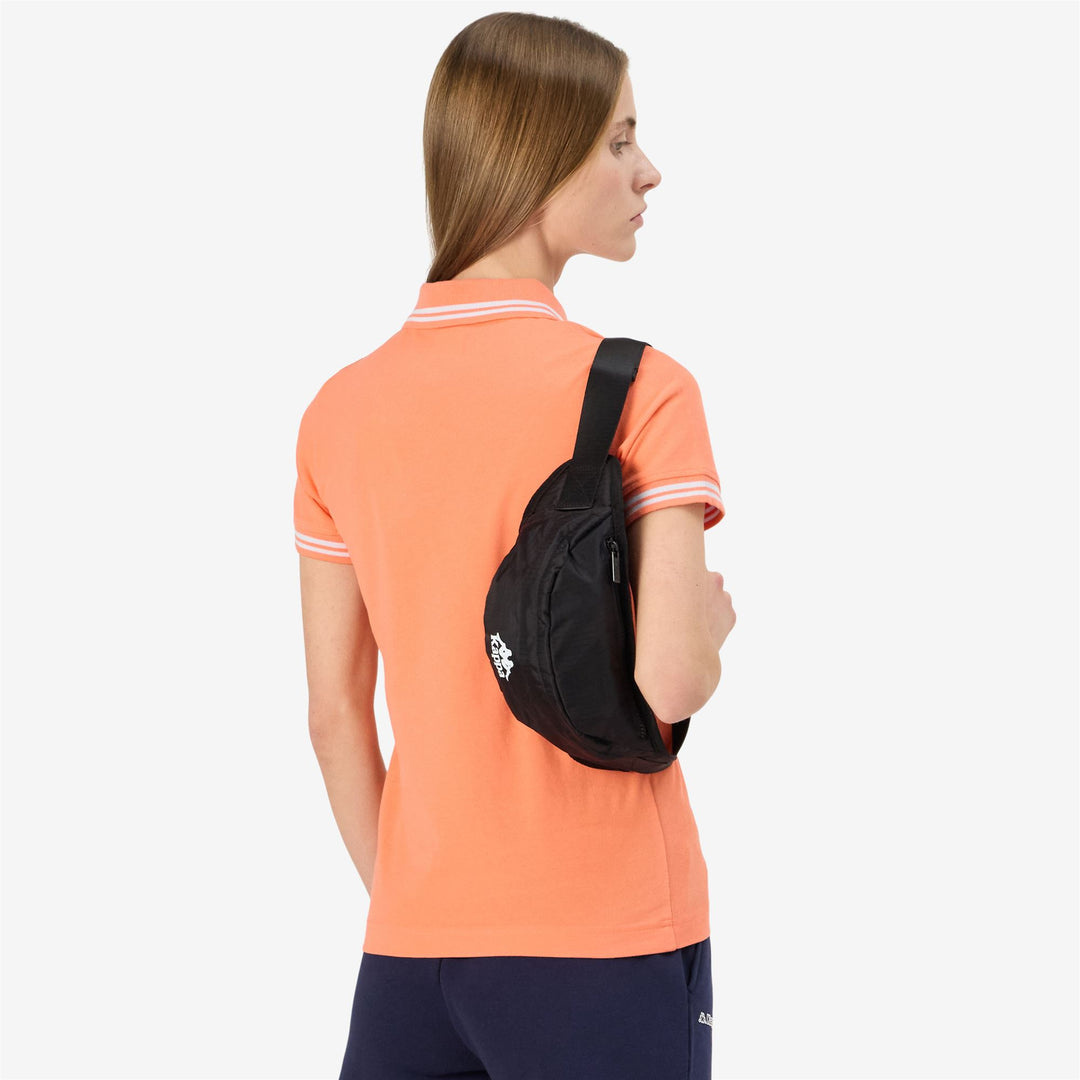 Black White Unisex Sport Waist Bag with Zip Pockets main