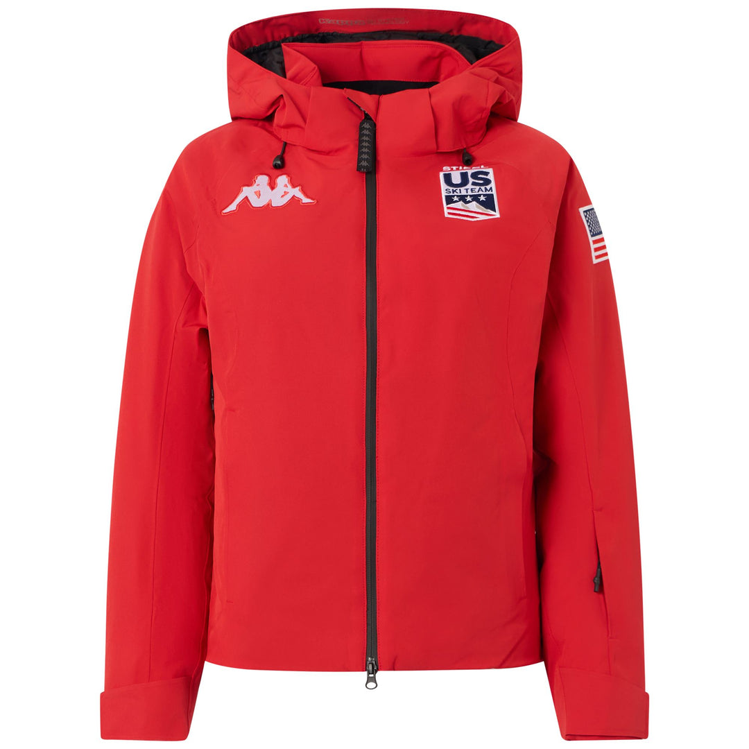Red Women's Padded Ski Jacket with Waterproof Protection 01