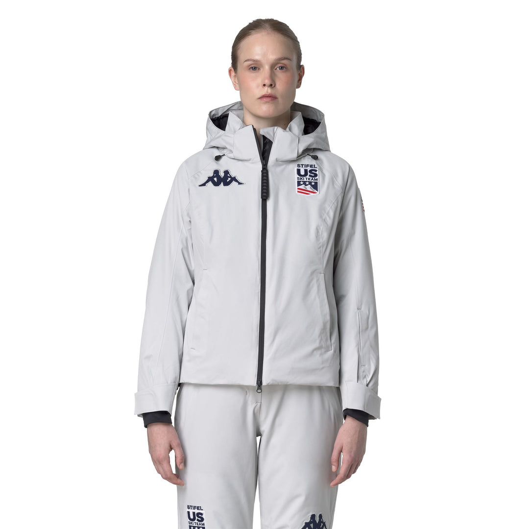 Light grey Women's Padded Waterproof Jacket for Skiing 01